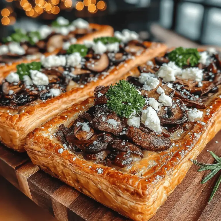 Savory Mushroom & Goat Cheese Tarts are a delightful culinary creation that brings together the earthy richness of mushrooms and the creamy tang of goat cheese, all nestled within a flaky, golden pastry shell. These tarts are not only visually appealing but also offer a perfect balance of textures and flavors that make them an irresistible savory treat. Whether served as an elegant appetizer at a dinner party or enjoyed as a light meal alongside a fresh salad, these tarts are versatile and suited for various occasions.