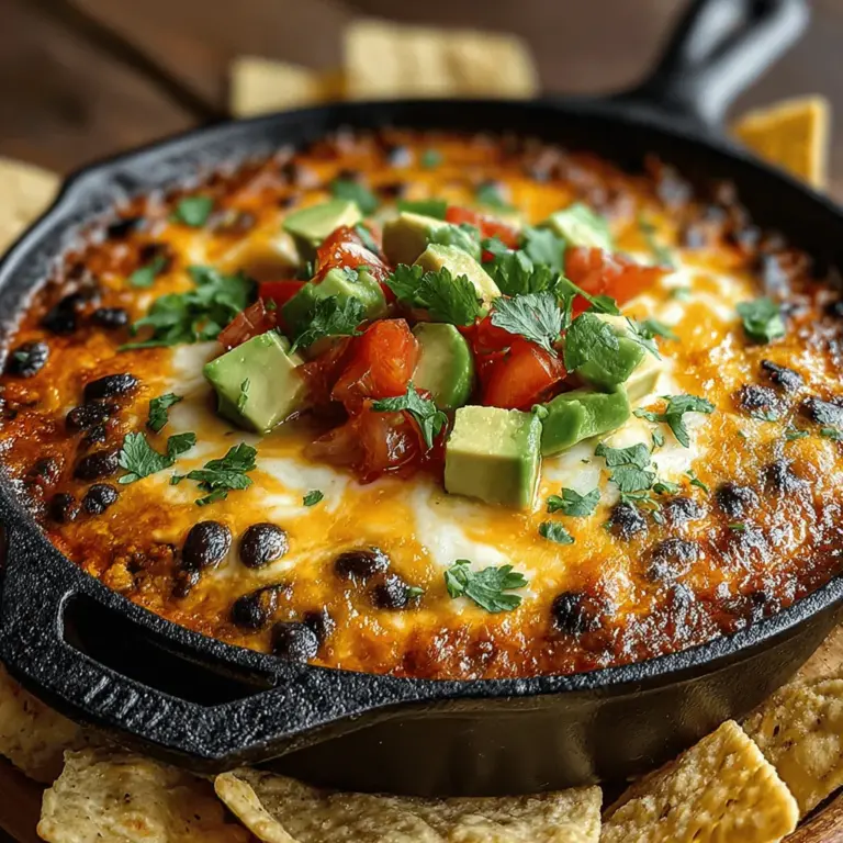 In the world of comfort food, few dishes can rival the delight of a cheesy dip that tantalizes the taste buds while inviting good company and conversation. The Cheesy Black Bean & Avocado Queso Skillet stands out as a standout creation that effortlessly merges wholesome ingredients with rich, savory flavors. This dish is not only a feast for the eyes with its vibrant colors but also a culinary experience that pleases the palate. Perfectly suited for a variety of occasions—whether you're hosting a lively gathering or seeking a cozy snack for a quiet night in—this queso skillet is bound to impress.