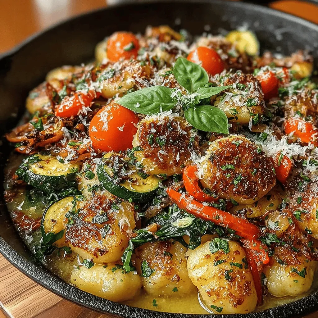 To begin making your Garlic Butter Veggie Gnocchi Skillet, you'll want to prepare the gnocchi correctly. If you're using store-bought gnocchi, it’s often pre-cooked and simply needs a quick boil to heat through. Fill a large pot with water, add a pinch of salt, and bring it to a rolling boil. Once boiling, gently drop in the gnocchi.