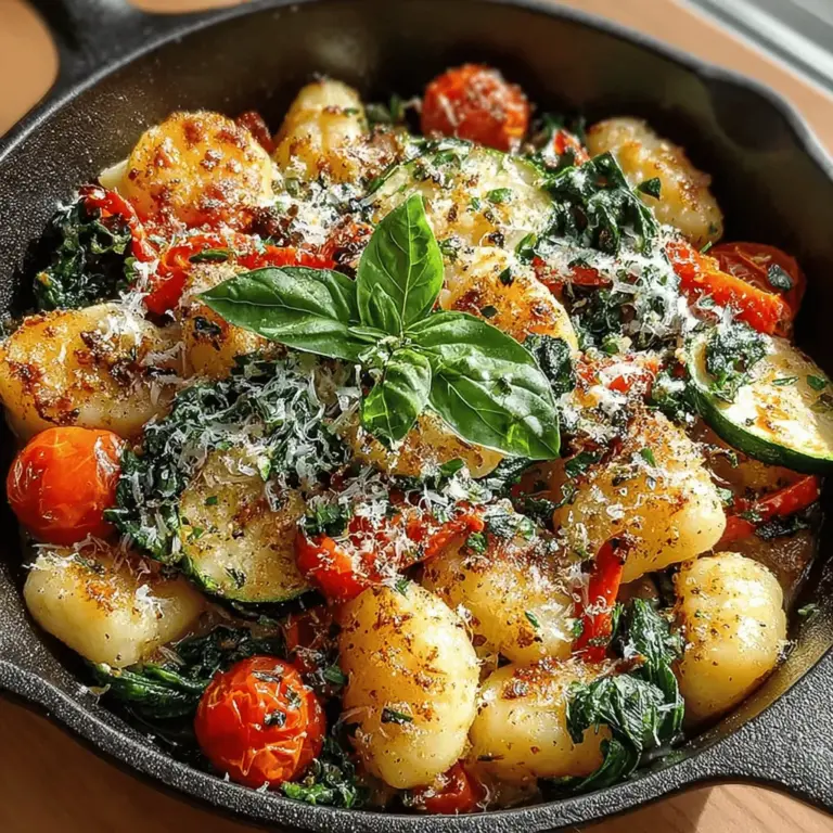 To begin making your Garlic Butter Veggie Gnocchi Skillet, you'll want to prepare the gnocchi correctly. If you're using store-bought gnocchi, it’s often pre-cooked and simply needs a quick boil to heat through. Fill a large pot with water, add a pinch of salt, and bring it to a rolling boil. Once boiling, gently drop in the gnocchi.