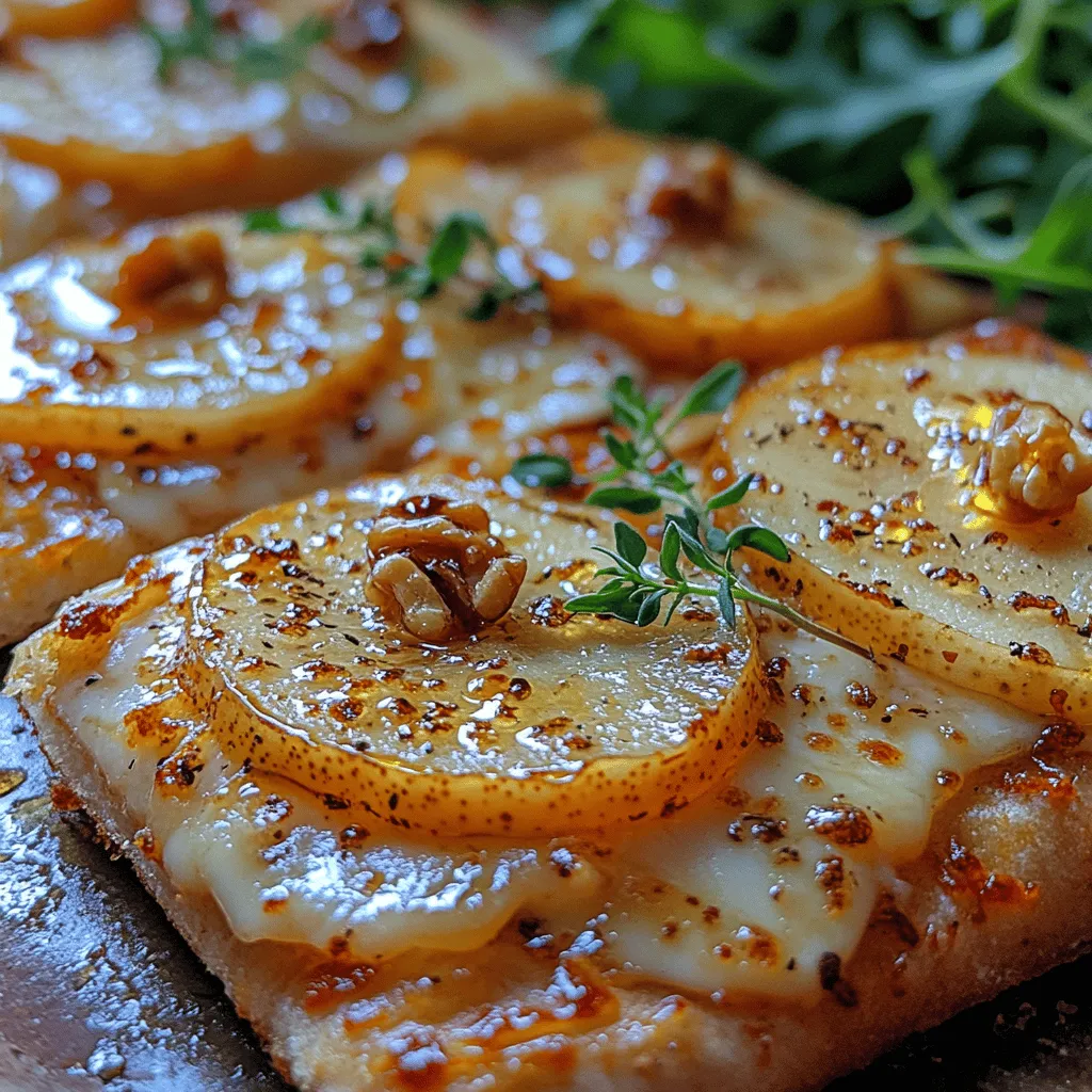 Baked Brie & Caramelized Pear Flatbread is a charming dish that effortlessly combines the rich, creamy texture of melted Brie cheese with the sweet, luscious flavor of caramelized pears. This delightful creation is not just a feast for the eyes; it tantalizes the taste buds with its perfect harmony of savory and sweet elements. Whether you're hosting a gathering or enjoying a cozy night in, this flatbread is an exceptional choice that will impress your guests and elevate your dining experience.