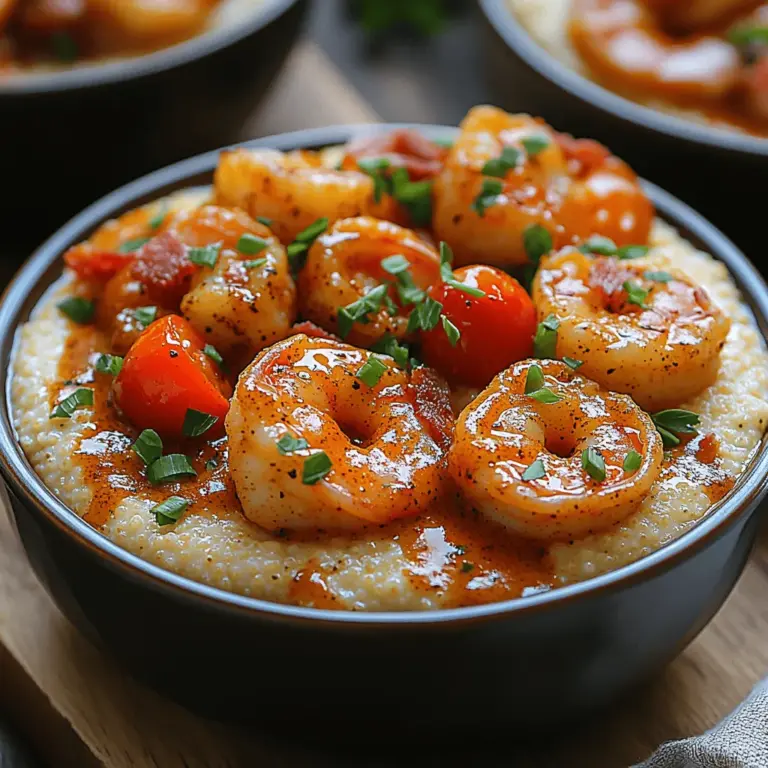 Spicy Southern Comfort: Creamy Cajun Shrimp and Grits is a quintessential dish that embodies the heart and soul of Southern cuisine. Originating from the Creole and Cajun traditions of Louisiana, this dish showcases a harmonious blend of flavors and textures that make it a beloved staple in many Southern households. The creamy, buttery grits serve as a warm and comforting base, while the shrimp, seasoned with a robust Cajun spice blend, adds a delightful kick that tantalizes the taste buds. Whether served at a family gathering or a festive occasion, this dish resonates with comfort and culinary heritage, making it a perfect choice for both casual dinners and special celebrations.