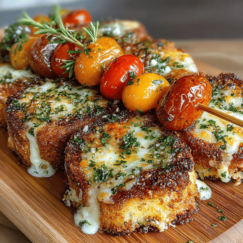 <strong>Introduction</strong>” /></p>
</p>
<h2>Step-by-Step Assembly of Mini Grilled Cheese Sandwiches</h2>
</p>
<p>To create the perfect Cheesy Bites on a Stick, start by assembling the mini grilled cheese sandwiches. For optimal cheese melting, choose cheeses that melt well, such as sharp cheddar, Gruyère, or a combination of mozzarella and provolone.</p>
</p>
<h3>Ingredients for Mini Grilled Cheese Sandwiches</h3>
<p>– Bread slices (white, whole grain, or sourdough)</p>
<p>– Cheese of choice (sharp cheddar, mozzarella, or Gruyère)</p>
<p>– Seasoned butter mixture (see below for preparation)</p>
</p>
<h3>Instructions for Assembly</h3>
<p>1. <strong>Cut the Bread</strong>: Begin by cutting your bread into quarters or small squares, depending on your preferred size for the bites. This makes handling easier and allows for quicker grilling.</p>
</p>
<p>2. <strong>Prepare the Cheese</strong>: Slice the cheese into squares that are slightly smaller than the bread pieces. This ensures that the cheese melts evenly and does not overflow during grilling.</p>
</p>
<p>3. <strong>Create the Seasoned Butter Mixture</strong>: Melt 4 tablespoons of unsalted butter in a small bowl. Mix in garlic powder, onion powder, a pinch of salt, and freshly cracked black pepper. This flavored butter adds a rich depth to your mini sandwiches.</p>
</p>
<p>4. <strong>Butter the Bread</strong>: Generously spread the seasoned butter mixture on one side of each bread piece. Ensure even distribution to achieve a uniform golden crust when grilled.</p>
</p>
<h3>Assembling the Skewers</h3>
<p>1. <strong>Layering</strong>: Take one piece of bread and place a slice of cheese on top. Add another piece of bread on top of the cheese, buttered side up. Repeat this process, stacking two or three mini sandwiches per skewer, depending on your preference.</p>
</p>
<p>2. <strong>Creative Variations</strong>: Consider adding thin slices of tomatoes, cooked bacon, or sautéed spinach between the layers for an extra flavor kick. This not only enhances the taste but also adds visual appeal to your skewers.</p>
</p>
<p>3. <strong>Presentation Ideas</strong>: For a fun presentation, use themed wooden skewers for different occasions, such as holiday-themed ones. Arrange the skewers on a serving platter, garnished with fresh herbs or colorful veggies for an attractive display.</p>
</p>
<h2>Grilling Process</h2>
</p>
<h3>Preheating the Grill</h3>
<p>For the best results, preheat your grill or grill pan over medium heat for about 5-10 minutes before placing the skewers on it. This ensures that the bread crisps up nicely and the cheese melts perfectly.</p>
</p>
<h3>Grilling Instructions</h3>
<p>1. <strong>Placing the Skewers</strong>: Once the grill is hot, place the skewers on the grill, ensuring they are not overcrowded. This allows the heat to circulate evenly and prevents sogginess.</p>
</p>
<p>2. <strong>Timing for Perfect Results</strong>: Grill the skewers for about 2-3 minutes on each side. Keep an eye on them to ensure that they do not burn. The goal is to achieve a golden brown crust while ensuring the cheese inside is melted.</p>
</p>
<p>3. <strong>Visual Cues for Doneness</strong>: Look for a bubbly appearance in the cheese and a golden-brown color on the bread. Use tongs to flip the skewers carefully, making sure to handle them gently to avoid any cheese spillage.</p>
</p>
<p>4. <strong>Safety Tips</strong>: When removing the skewers from the grill, use heat-resistant gloves or tongs to prevent burns. Let the skewers cool for a minute before serving, as the cheese can be extremely hot.</p>
</p>
<h2>Serving Suggestions</h2>
</p>
<h3>Presentation Styles</h3>
<p>Serve your Cheesy Bites on a Stick on a rustic wooden board or a colorful platter. To elevate the experience, consider adding small bowls of dipping sauces such as marinara, ranch, or a spicy aioli alongside the skewers.</p>
</p>
<h3>Pairing with Tomato Soup</h3>
<p>A classic pairing with grilled cheese is tomato soup. The acidity and sweetness of the soup perfectly balance the richness of the cheese, creating a comforting and satisfying meal. Serve the soup in small cups or bowls for easy dipping.</p>
</p>
<h3>Recipe Variations</h3>
<p>Feel free to experiment with the base recipe by adding different ingredients:</p>
<p>– <strong>Vegetables</strong>: Incorporate slices of avocado, bell peppers, or sautéed mushrooms for added nutrition and flavor.</p>
<p>– <strong>Cheeses</strong>: Mix and match various cheeses like feta, blue cheese, or pepper jack to create unique flavor profiles.</p>
</p>
<h2>Nutritional Information</h2>
</p>
<h3>Nutritional Benefits</h3>
<p>This recipe offers a delightful combination of protein and carbohydrates while presenting a good source of calcium from the cheese. Whole grain bread can increase fiber content, making it a more balanced snack or meal option.</p>
</p>
<h3>Portion Control</h3>
<p>While these cheesy bites are delicious, moderation is key. Each serving can be adjusted to fit individual dietary needs. Aim for 2-3 skewers as a satisfying portion, especially when paired with a side like tomato soup.</p>
</p>
<h3>Modifications for Dietary Needs</h3>
<p>For those with dietary restrictions, it’s easy to modify this recipe:</p>
<p>– <strong>Gluten-Free Option</strong>: Substitute regular bread with gluten-free bread.</p>
<p>– <strong>Dairy-Free Option</strong>: Use plant-based cheeses and dairy-free butter alternatives to create a similar flavor profile while accommodating lactose intolerance or dairy allergies.</p>
</p>
<h2>Conclusion</h2>
</p>
<p>Making Cheesy Bites on a Stick is not just about creating a tasty snack; it’s about the joy of cooking together and sharing delicious food with loved ones. This recipe is perfect for gatherings, casual family meals, or a fun weeknight dinner. Encourage everyone in the family to get involved in the assembly and grilling process, fostering a sense of togetherness.</p>
</p>
<p>Whether you stick with the original recipe or explore variations, these cheesy bites are sure to become a staple in your culinary repertoire. Get creative, enjoy the process, and savor the delightful flavors that come from cooking with heart. Embrace the joy of food and the memories created around the table as you indulge in these Cheesy Bites on a Stick.</p>
</div>