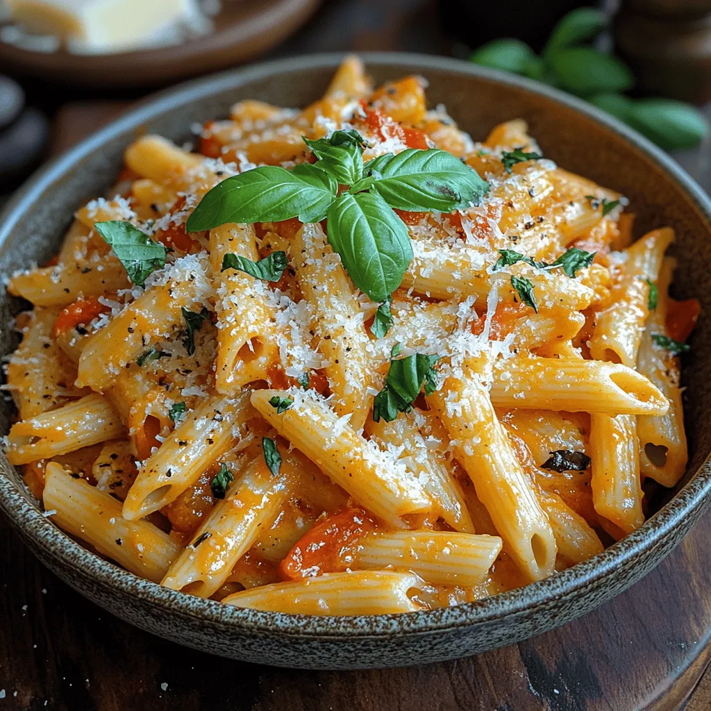 The success of the creamy sauce in your Creamy Roasted Pepper Penne hinges on the aromatic foundations built by sautéing onions and garlic. Begin by heating a tablespoon of olive oil in a large skillet over medium heat. When the oil shimmers, add finely chopped onions and a pinch of salt. Sauté the onions until they become translucent, about 5 minutes, as this process helps to release their natural sweetness and adds depth to your sauce.