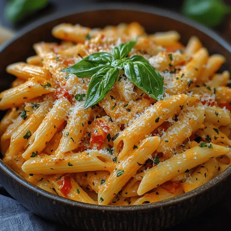 The success of the creamy sauce in your Creamy Roasted Pepper Penne hinges on the aromatic foundations built by sautéing onions and garlic. Begin by heating a tablespoon of olive oil in a large skillet over medium heat. When the oil shimmers, add finely chopped onions and a pinch of salt. Sauté the onions until they become translucent, about 5 minutes, as this process helps to release their natural sweetness and adds depth to your sauce.