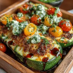 Mozzarella Basil Stuffed Zucchini Boats are a delightful culinary creation that perfectly encapsulates the essence of summer dining. This dish showcases vibrant zucchinis filled with a rich blend of fresh mozzarella, aromatic basil, and juicy tomatoes, making it both a feast for the eyes and the palate. Not only is this recipe delicious, but it also embodies a healthy approach to eating, providing a perfect balance of flavors and nutrients. Whether served as an appetizer at a backyard barbecue, a side dish accompanying grilled meats, or even as a light main course, these zucchini boats are versatile enough to suit any occasion.