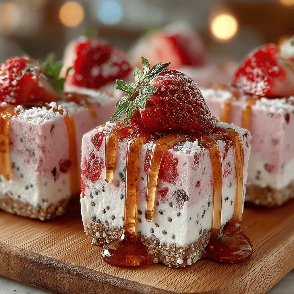 In the realm of healthy desserts, Frosty Strawberry Bliss Chia Yogurt Squares stand out as a refreshing and nutritious treat. These delightful squares not only please the palate with their vibrant color and sweet flavor, but they also offer a guilt-free indulgence that is perfect for warm days or as a wholesome snack. Made with wholesome ingredients such as fresh strawberries, creamy Greek yogurt, and nutrient-packed chia seeds, these squares strike a wonderful balance between taste and health benefits. In this article, we will delve into the recipe, highlighting the nutritional advantages of each ingredient, along with tips for customization and serving.