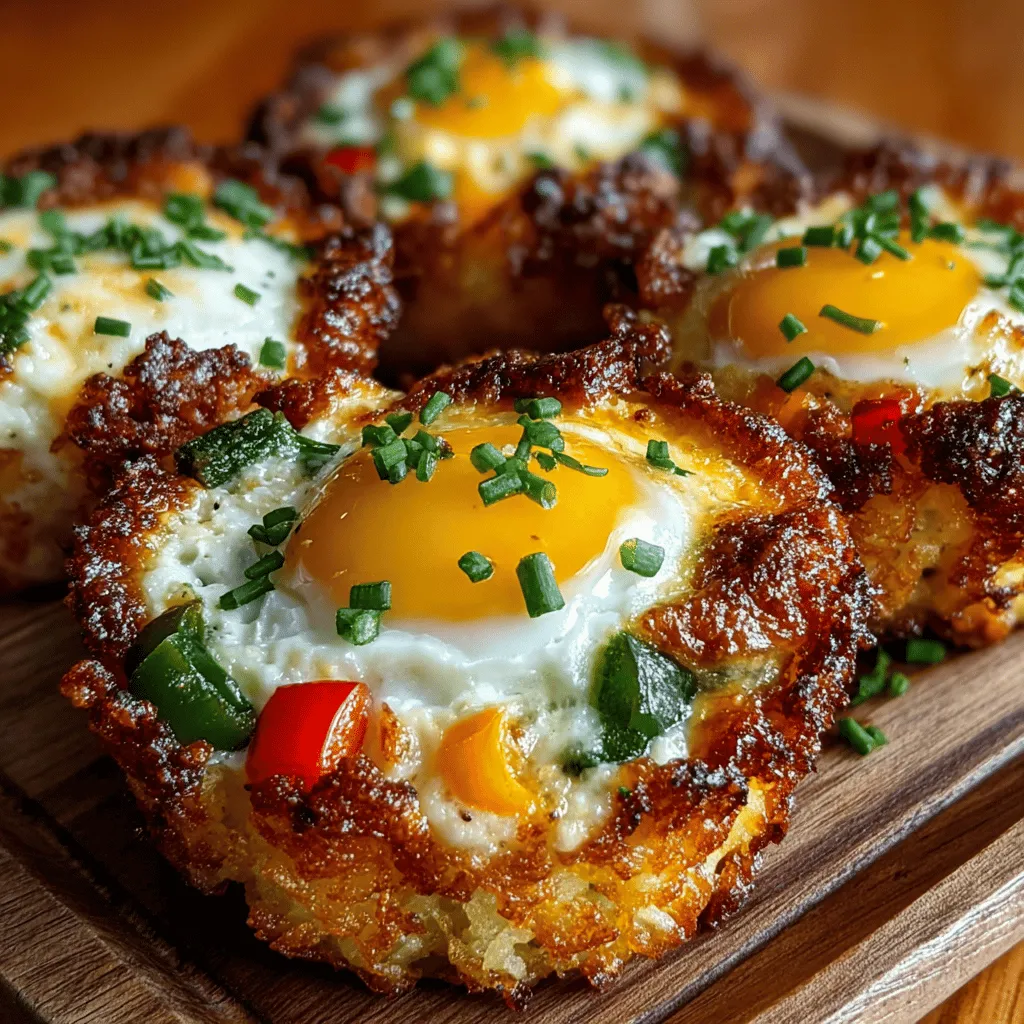 Start your day on a delicious note with Mini Tater Tot Breakfast Nests, a creative and delightful spin on traditional breakfast fare. This innovative dish artfully combines crispy tater tots, fluffy eggs, and a vibrant medley of vegetables, resulting in a visually appealing and hearty meal that is sure to impress. Whether you're hosting a brunch gathering or simply looking to treat your family to a special breakfast, these nests are perfect for any occasion. Not only do they look stunning on the plate, but they are also packed with flavors that promise to leave everyone craving more.