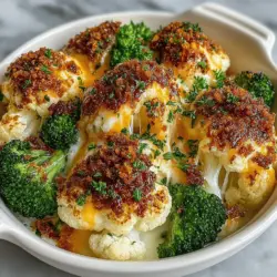 Once your vegetables are blanched to perfection, it’s time to take the next step in bringing your Cheesy Cauliflower Broccoli Bake together. This is where the magic happens, and the dish transforms into a creamy, cheesy delight.
