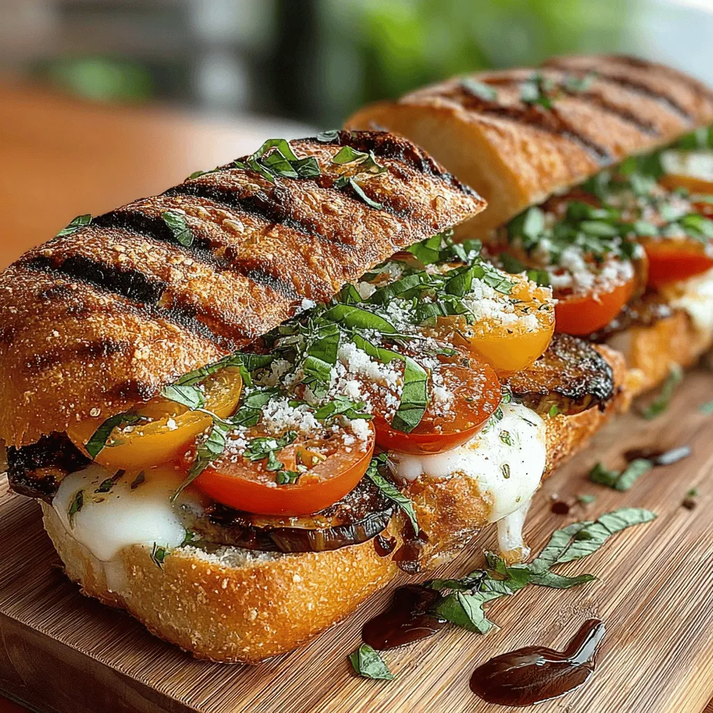The Eggplant Caprese Grilled Sandwich is a scrumptious and health-conscious option that perfectly balances flavor and nutrition, making it an excellent choice for lunch or dinner. This delightful sandwich brings together the rich, smoky flavor of grilled eggplant, the creamy texture of fresh mozzarella, and the vibrant aroma of basil. Each bite is a harmonious blend of tastes and textures that not only satisfies your hunger but also delights your palate. This recipe is particularly appealing to vegetarians and anyone seeking a lighter meal without sacrificing flavor.