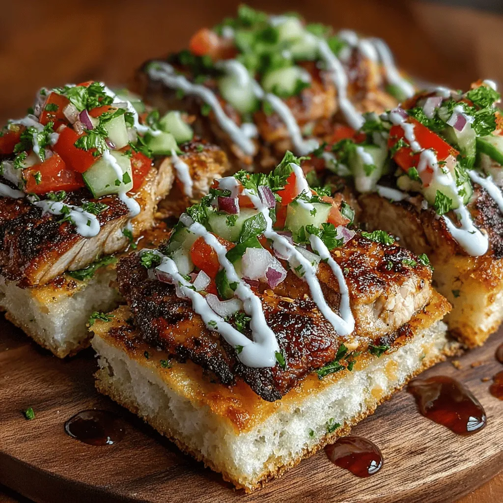 In the realm of flavorful and enticing dishes, Mini Chicken Shawarma Flatbread Squares stand out as a delightful option for both appetizers and light meals. This recipe encapsulates the rich, aromatic flavors of Middle Eastern cuisine, offering a convenient way to enjoy chicken shawarma in a bite-sized format. Perfectly seasoned chicken thighs are paired with fresh vegetables and a creamy yogurt-tahini sauce, all served on warm flatbreads. The result is a harmonious blend of textures and flavors that is sure to satisfy your culinary cravings.