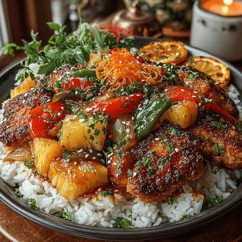 If you're in search of a dish that tantalizes your taste buds with a perfect blend of sweet and spicy, look no further than Sweet and Spicy Pineapple Chicken. This vibrant dish marries the juicy sweetness of fresh pineapple with the savory depth of marinated chicken, creating a flavor profile that is both exciting and comforting. The enticing aroma and colorful presentation make it an ideal centerpiece for family dinners, casual get-togethers, or even festive occasions.