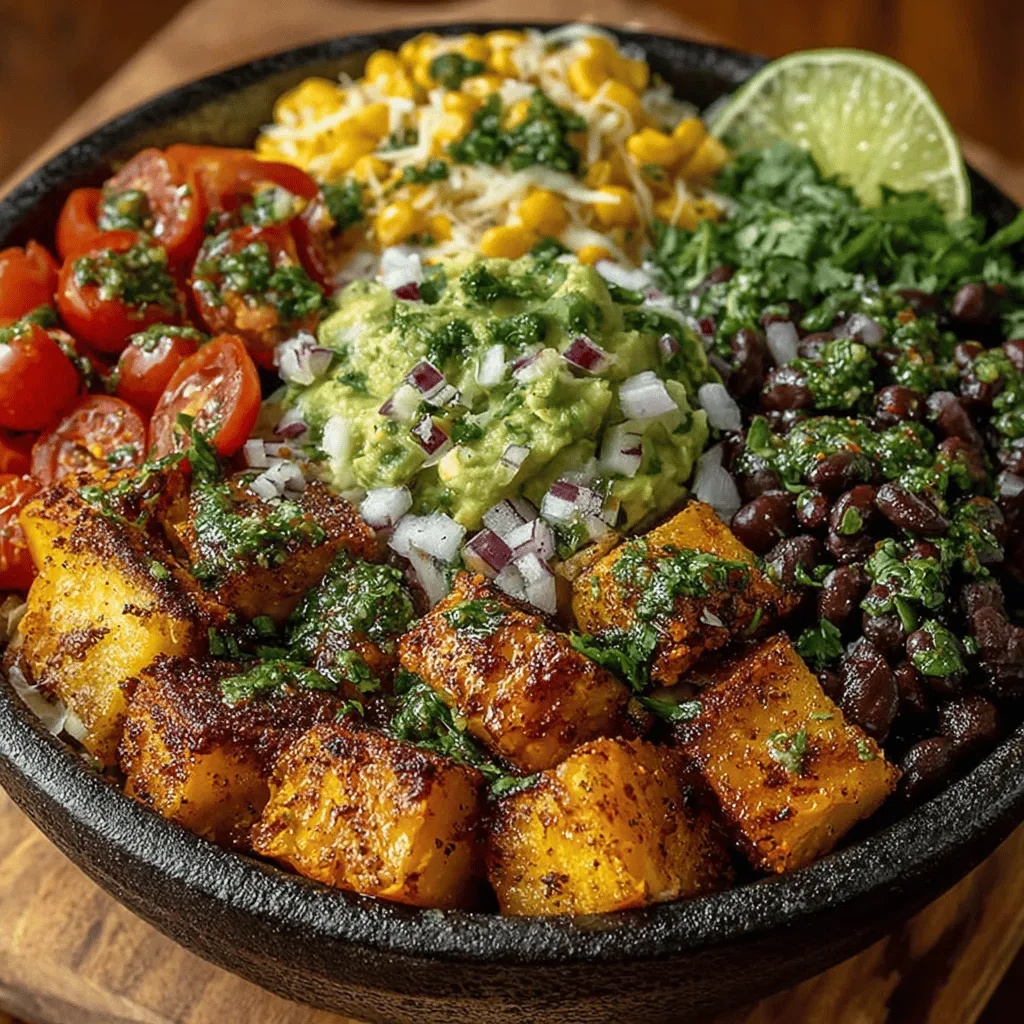 In recent years, burrito bowls have surged in popularity, transforming the way we enjoy one of the most beloved Mexican dishes. Offering a delightful mix of flavors and textures, these bowls present a convenient and customizable option for busy individuals and families alike. They allow for endless variations, making them a staple not only in restaurants but also in home kitchens around the world. The 'Fiery Sweet Potato Burrito Bowls' feature a unique twist that combines the natural sweetness of roasted sweet potatoes with a medley of bold flavors, resulting in a dish that is as nutritious as it is satisfying.