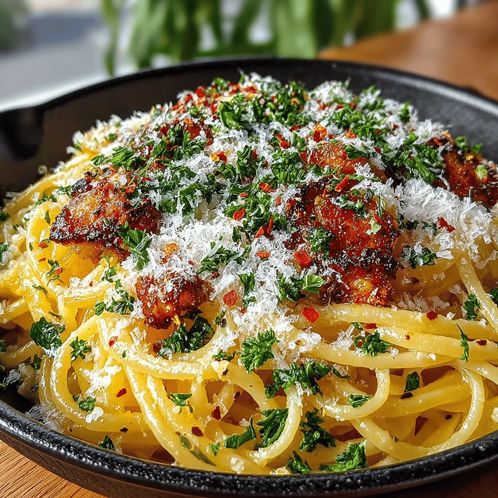 A key element that elevates Spaghetti Aglio e Olio is the addition of red pepper flakes. This versatile ingredient introduces a delightful heat that perfectly balances the rich flavors of olive oil and garlic. When incorporating red pepper flakes, the amount can be adjusted according to your spice tolerance. Start with a quarter teaspoon if you prefer a milder kick, and gradually increase to half a teaspoon or more for a bolder flavor.