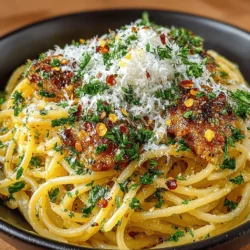 A key element that elevates Spaghetti Aglio e Olio is the addition of red pepper flakes. This versatile ingredient introduces a delightful heat that perfectly balances the rich flavors of olive oil and garlic. When incorporating red pepper flakes, the amount can be adjusted according to your spice tolerance. Start with a quarter teaspoon if you prefer a milder kick, and gradually increase to half a teaspoon or more for a bolder flavor.