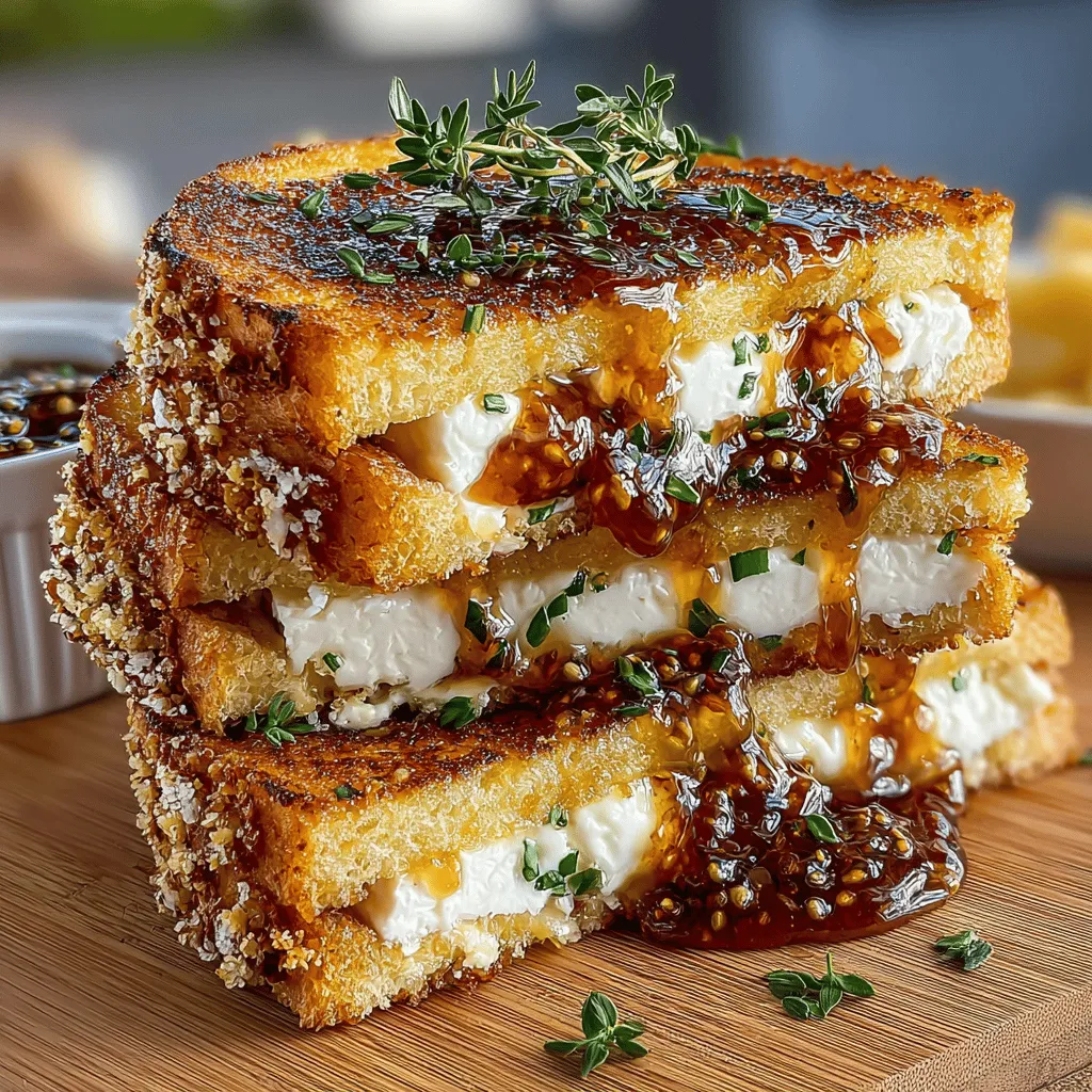 The Grilled Fig Jam Sandwich Melt is a culinary delight that beautifully combines the sweetness of fig jam with the savory richness of cheese, all enveloped in perfectly toasted bread. This gourmet sandwich is not only a feast for the palate but also a visual treat, showcasing an enticing medley of flavors that resonate with food lovers. The balance of sweet and savory elements in this dish makes it a standout option for lunch, brunch, or even a light dinner, elevating it beyond the typical sandwich experience.
