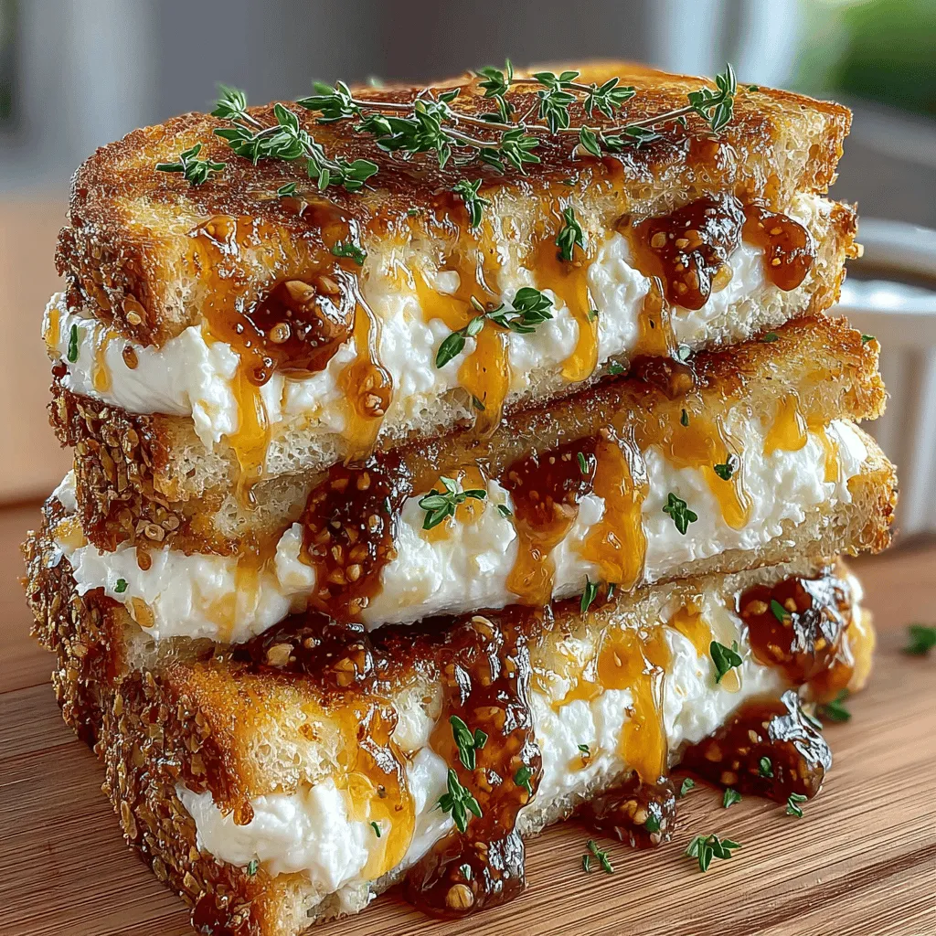 The Grilled Fig Jam Sandwich Melt is a culinary delight that beautifully combines the sweetness of fig jam with the savory richness of cheese, all enveloped in perfectly toasted bread. This gourmet sandwich is not only a feast for the palate but also a visual treat, showcasing an enticing medley of flavors that resonate with food lovers. The balance of sweet and savory elements in this dish makes it a standout option for lunch, brunch, or even a light dinner, elevating it beyond the typical sandwich experience.